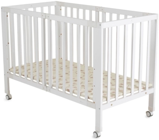 Cangaroo Baby Gitterbett Nova Holz, faltbar, höhenverstellbar, Matratze, Räder weiß