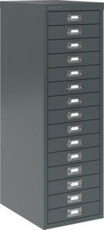 Bisley Multidrawer Schubladenschrank aus Metall mit 15 Schubladen DIN A4 ohne Sockel - Farbe: Anthrazitgrau, L3915-634