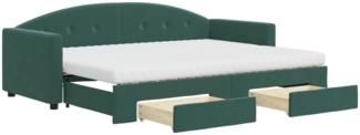 vidaXL Tagesbett Ausziehbar mit Schubladen Dunkelgrün 80x200 cm Samt 3197368