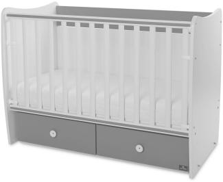 Lorelli Babybett MATRIX NEW Kinderbett 120 x 60 cm, 2 Ebenen, 2 Schubladen grau