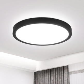 ZMH Flache LED Deckenleuchte 18cm - 15W, Schwarz, 6000K - Moderne Beleuchtung für Küche, Flur, Schlafzimmer