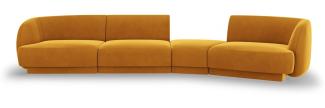 Micadoni Modulares Sofa Miley 4-Sitzer Rechts Samtstoff Gelb