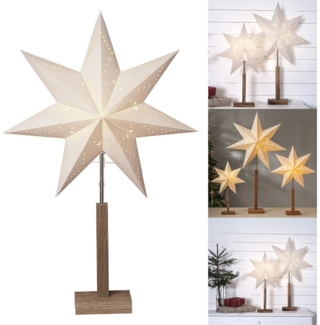 Star 232-01 Karo Stern auf Holzständer/Papier beige/Eiche 70 x 43 cm