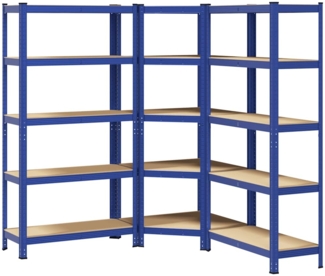 vidaXL Regal-Set 5 Böden 3-tlg. Blau Stahl & Holzwerkstoff 3307626