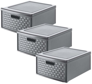 ROTHO Aufbewahrungsbox 3er-Set Schubladenbox COUNTRY 19l