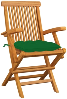 vidaXL Gartenstühle mit Grünen Kissen 3 Stk. Massivholz Teak 3062534