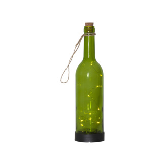 Star Trading Solar Dekoration Bottle, Flasche, Lichterkette, Grün, LED, Dämmerungssensor, Warmweiß, Außenbereich, 31 cm