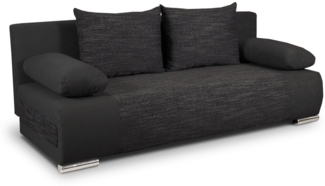 Schlafsofa Naki - Sofa mit Schlaffunktion und Bettkasten, Bettsofa, Couch (Schwarz + Schwarz (Alova 04 + Berlin 02))