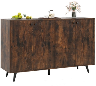 COSTWAY Kommode, Buffet Küchenschrank mit verstellbarem Regal, weiß