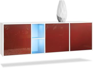 Vladon Kommode Cuba - Weiß matt/Bordeaux Hochglanz inkl. LED - Modernes Sideboard für Ihr Wohnbereich - (BxHxT) 182 x 53 x 35 cm