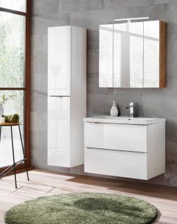 Badmöbel Set 4-tlg Badezimmerset PERUGIA Weiss inkl. Waschbecken 60cm