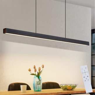 ZMH Pendelleuchte Esszimmer 108/148 CM Schwarz Linear Pendellampe 37W Dimmbar Küche, Augenschutz, Einfache Installtion, LED fest integriert, 3000-6500K, mit Fernbedienung Modern Hängeleuchte Wohnzimmer
