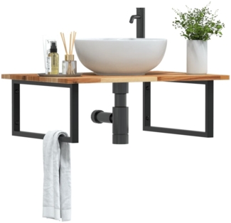 vidaXL Waschbeckenregal Wandmontage Stahl und Akazienholz 3302925