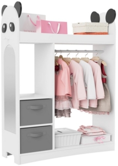 radelldar Kinderkleiderschrank Kleiderständer mit Kleiderstange (3-St) mit Spiegel & 2 Boxen & 2 Haken, Holz