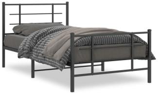 vidaXL Bettgestell mit Kopf- und Fußteil Metall Schwarz 100x200 cm 355574