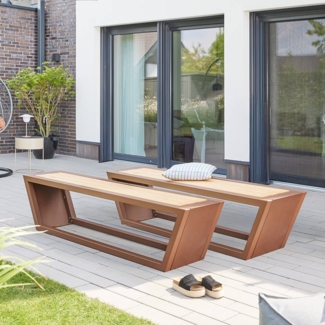 HOME DELUXE Sitzgarnitur aus Stahl KOBON Braun - Made in Germany - 2 x Bank