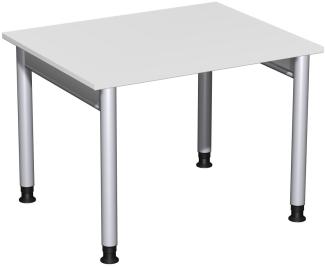 Schreibtisch '4 Fuß Pro' höhenverstellbar, 100x80 cm, Lichtgrau / Silber