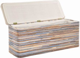 Krines Home Sitztruhe Breiter Rattan Wäschekorb 115cm mit Deckel Wäschetruhe XXL Sitzbank, schmal Flur Bank Sitzhocker Wäschesammler Sitz-Truhe Natur Rechteckig