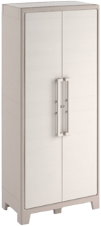 Dmora Gartenschrank Grimsby, Gartenmöbel, Mehrzweck-Gartenschrank, Container für Balkon oder Garage, Made in Italy, 80x44 h182 cm, Sand