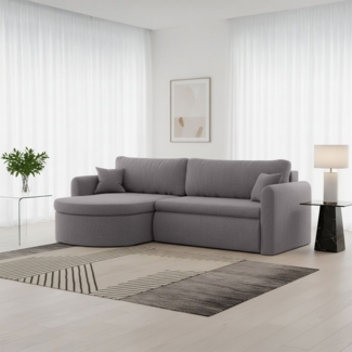 Ecksofa Schlafsofa FELIZ Stoff Faro Grau Ottomane Links