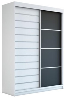 Schwebetürenschrank COLIN 2-türig Schrank 160 cm Farbe: Weiß , schwarz