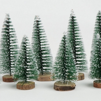 Deko AS Künstlicher Weihnachtsbaum Mini Tannenbäume - Grün-Weiß beschneit - 1 VE = 24 Stück - ca. 6 cm, Tanne, mit Schneepuder