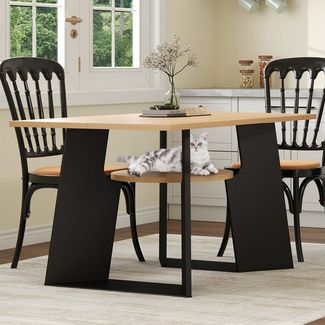 MODFU Esstisch Haustierfreundlicher Esstisch mit Katzenloch (Haustierfreundlicher Küchentisch, 1-St, 130×85×75 cm, für 6 Personen), mit Haustierbereich, Ablage Brettchen