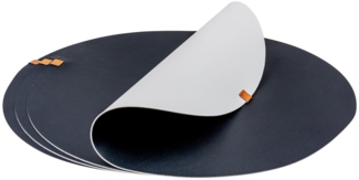 Levandeo® Platzset, 4er Set Platzset Tischsets 38cm Rund Schwarz Creme Lederoptik