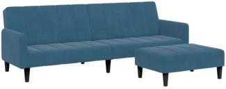 vidaXL Schlafsofa 2-Sitzer mit Fußhocker Blau Samt 3258097