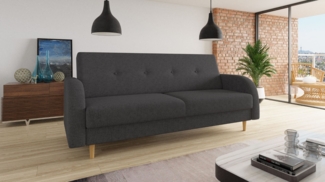 Schlafsofa Kelso - Sofa mit Bettkasten und Schlaffunktion, Bettsofa, Schlafcouch mit Holzfüße (Schwarz (Twist 23))