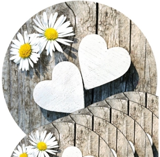matches21 HOME & HOBBY Platzset Abwaschbare Tischsets 6er Set Gänseblümchen Blumen rund, (6-St), Platzsets als Tisch-Untersetzer und Tisch-Deko für Esstisch Teller