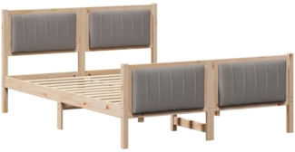 vidaXL Bettgestell Braun und Taupe 135 x 190 cm Massivholz Kiefer 878482