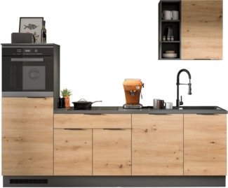 KOCHSTATION Küchenzeile KS-Lulea, Breite 260 cm, ohne E-Geräte, mit 3 cm starker Arbeitsplatte