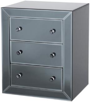 Casa Padrino Luxus Spiegelglas Nachttisch mit 3 Schubladen Schwarz 57 x 46 x H. 68,5 cm - Luxus Möbel