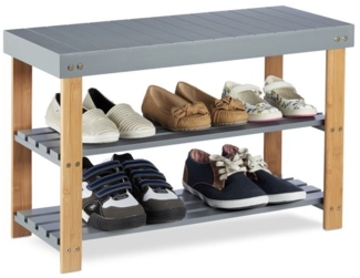 Bambus Schuhbank grau