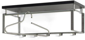 Garderobe Wandgarderobe Rex 3 in Nickeloptik, Hutablage in Schwarz
