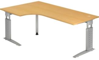 Winkeltisch US82 C-Fuß 200x120cm 90° Buche Gestellfarbe: Silber