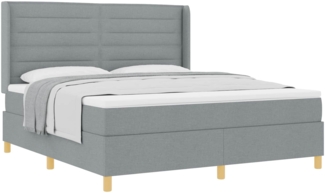 vidaXL Boxspringbett mit Matratze Hellgrau 180x200 cm Stoff 3341784