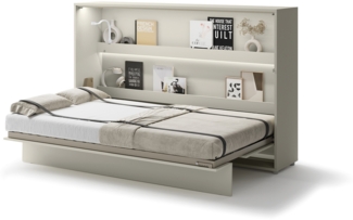 MEBLINI Schrankbett Bed Concept - BC-05 - 120x200 cm Horizontal - Kaschmir - Wandbett mit Lattenrost - Klappbett mit Schrank - Wandklappbett - Murphy Bed - Bettschrank