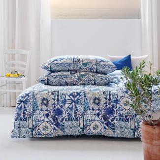 Apelt Mako-Satin Bettwäsche Azurro blau|160x210 cm + 65x100 cm