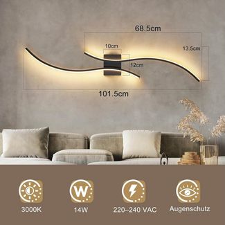 ZMH LED Wandleuchte Innen,Modern Wandlampe Dimmbare Wandbeleuchtung, LED fest integriert
