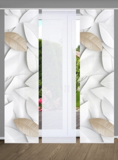 HOME in green Schiebegardine LISON (3 St), Paneelwagen, halbtransparent, SET DIGITALDRUCK,BAMBUSOPTIK RECYCELT