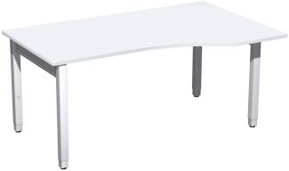 PC-Schreibtisch '4 Fuß Pro Quadrat' rechts höhenverstellbar, 160 x 100 x 68-86cm, Weiß / Silber
