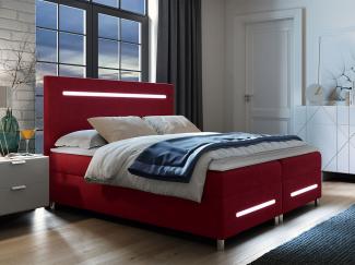 Boxspringbett Saziro LED, Rot, 180 x 200 cm