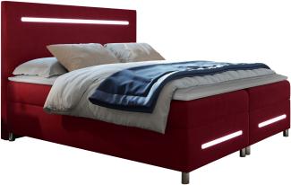 Boxspringbett Saziro LED, Rot, 180 x 200 cm