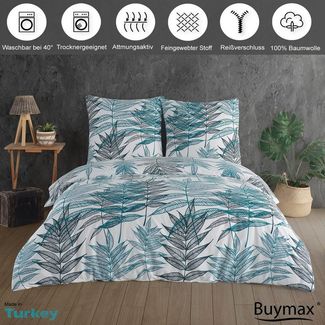 Buymax Bettwäsche Bettbezug-Set Amazon, Renforcé, 3 teilig, Qualität 100% Baumwolle Bettwäsche-Set 200x200 cm mit Reißverschluss