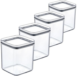 SUSTANIA Vorratsdose Frischhaltebox mit Deckel, Vorratsdosen-Set - 4 x 0,8L, Kunststoff, Behälter, Dosen, Aufbewahrungssbox, transparent