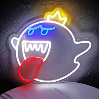 MUPOO Dekolicht Halloween Deko Neon Sign, Gaming LED Neon Schild Wandleuchte, Geist Neon Schild,40x40cm LED Leuchtschild, Wandleuchte für Zimmer Gaming Room Spielzimmer Schlafzimmer