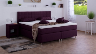 Meisterbetten Boxspringbett Inka 140x220 in WT-Brombeere, Matratzenbezug Nano, Komfortschaum-Topper