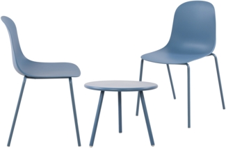 CLP 2er Sitzgruppe Berdin Set 1 Tisch 2 Stapelstühle wetterfest UV-beständig,blau